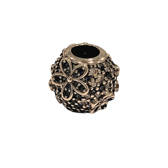 🎆Sterling Silver Crystal Blue Rhinestone Flower Bracelet Charm, fits Pandora - Picture 3 of 5